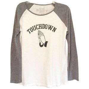 Original Retro Brand Top Touch Down Football Prayer Graphic Tee Large NEW